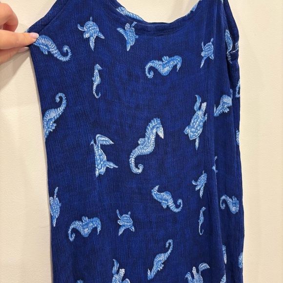 Textured Mini Blue Dress with Sea Life Print - Picture 4 of 8